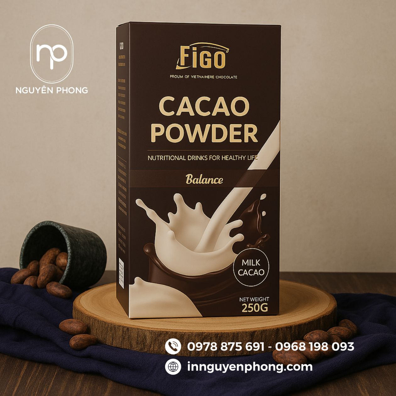 Mẫu hộp giấy đựng cacao

